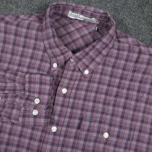 Criquet Shirt Mens XL Purple Tartan Plaid Button Down Long Sleeve Preppy Casual
